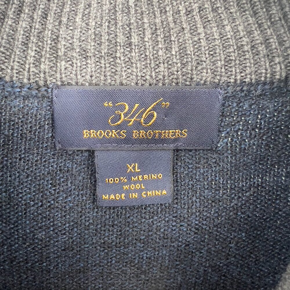 Brooks Brothers 346 Men’s 100% Merino Wool 1/4 Zip Sweater Navy Blue Size XL - Picture 7 of 9